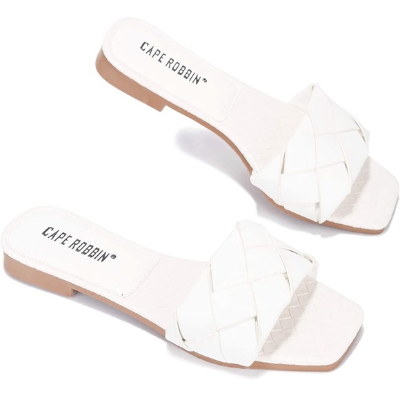 CAPE ROBBIN - WOMEN’S WHITE WOVEN SANDALS - SIZE 7 - Picture 4 of 8